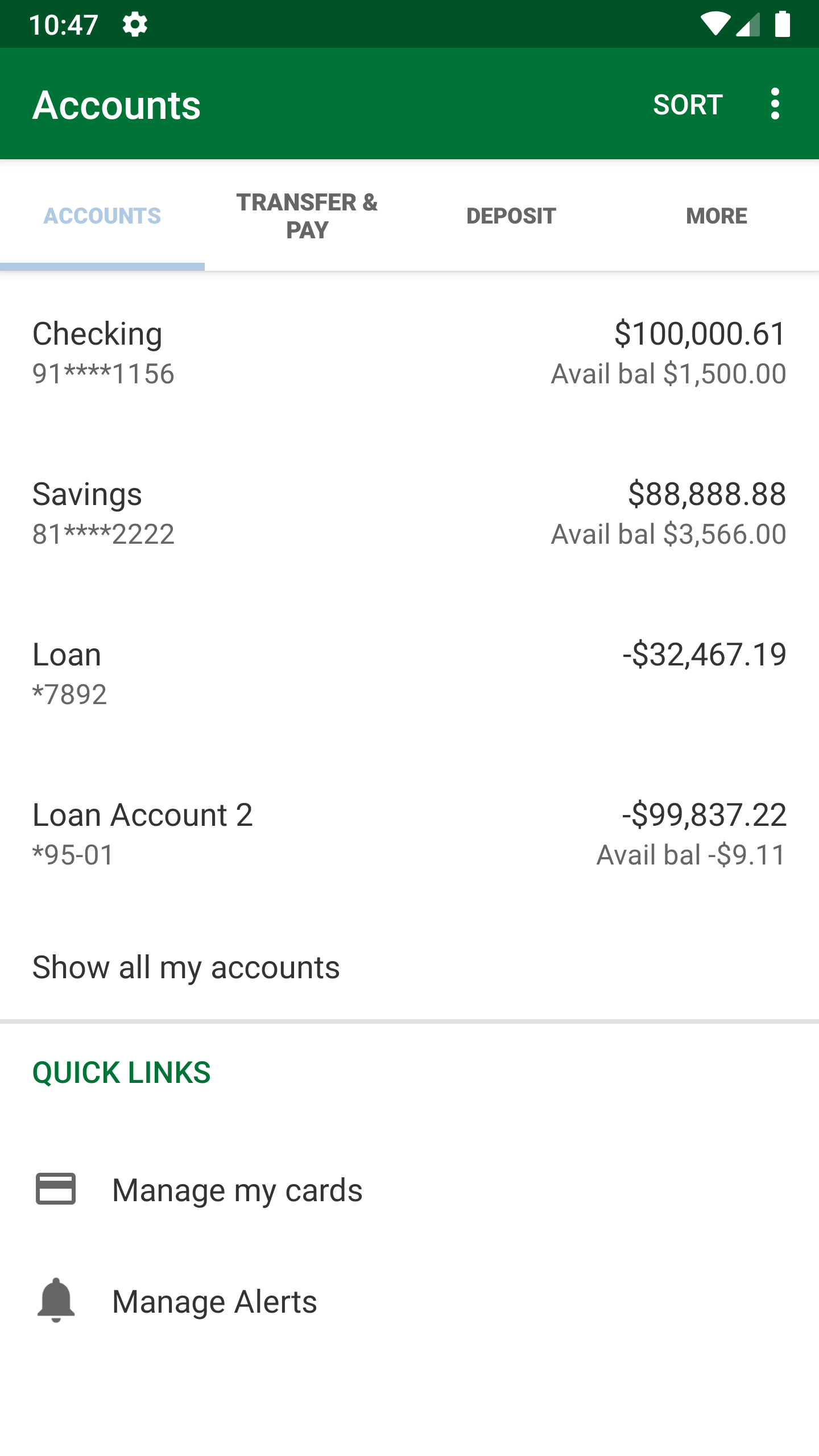 Android application Capon Valley Bank screenshort