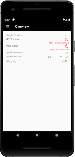 Android application openScale sync screenshort