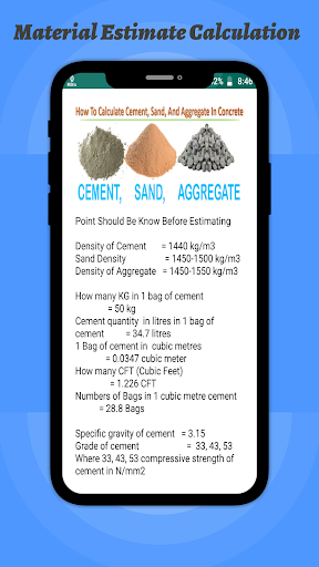 Material Estimate Calculation Screen 2