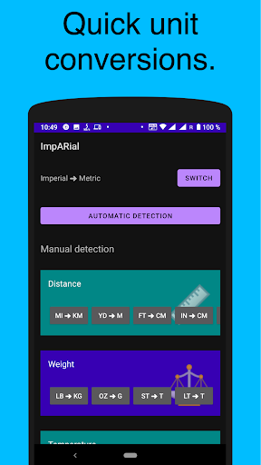 Android application ImpARial – AR unit converter screenshort