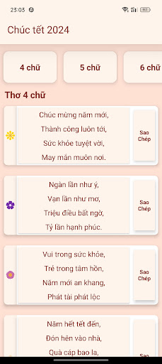 Android application Mẫu câu chúc tết 2024 screenshort