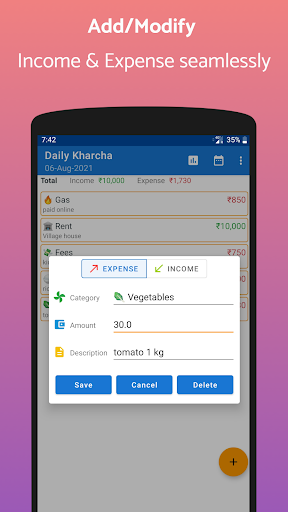 Daily Kharcha: Expense Tracker Screen 2