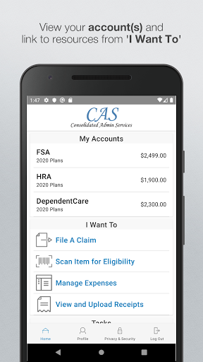 Android application Consolidated Admin Services screenshort