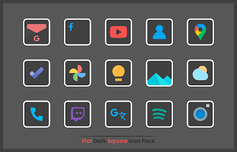 Flat Dark Square Icon Pack APK (Patched) 1