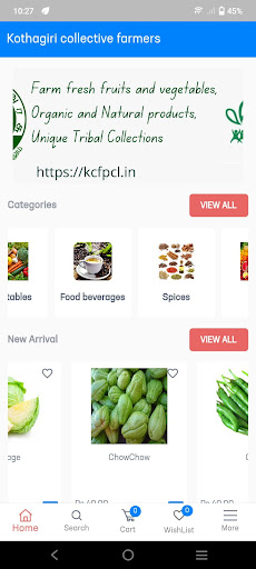 Android application Kothagiri collective farmers screenshort