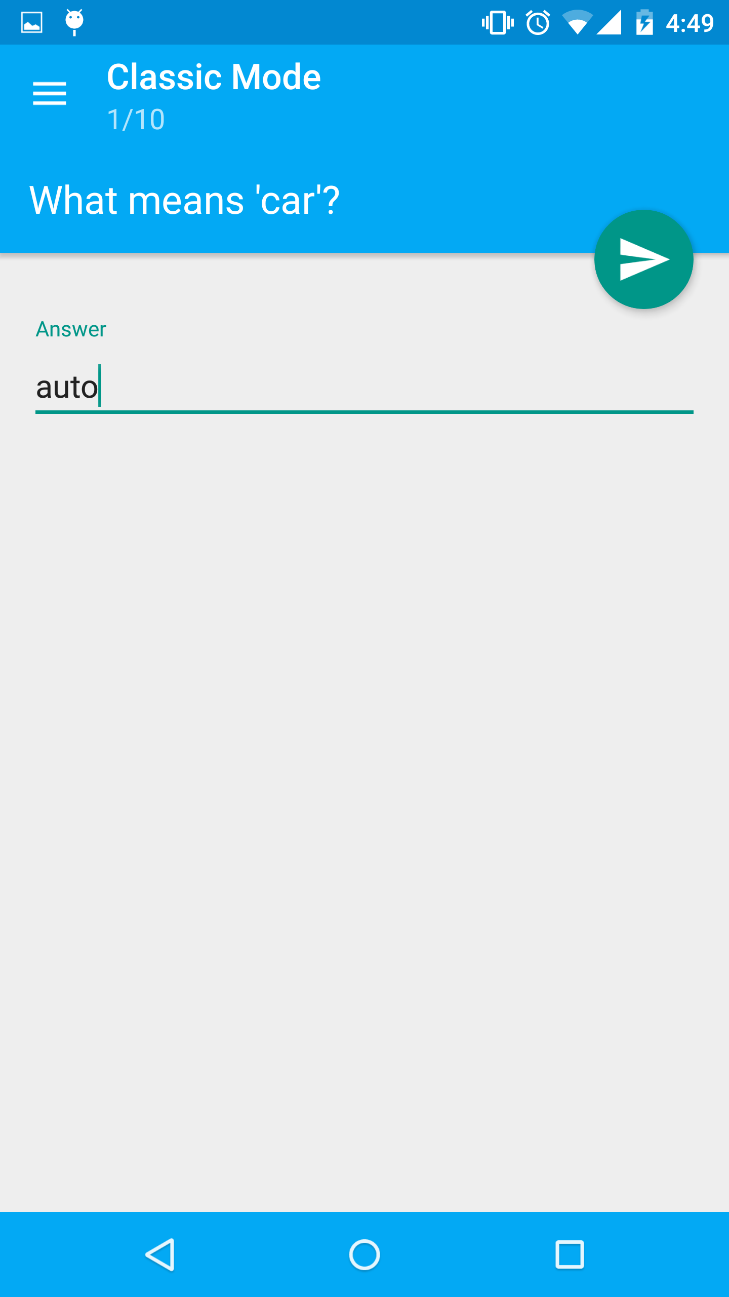 Android application Vocabletrainer screenshort