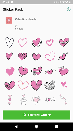 Android application Valentine Stickers to WhatsApp screenshort