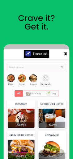 Android application IFood - Table screenshort