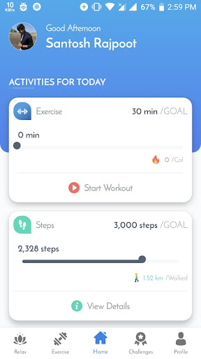Android application FitWay screenshort