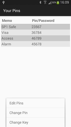 Pin Keeper (Pins/Passwords) Screen 2