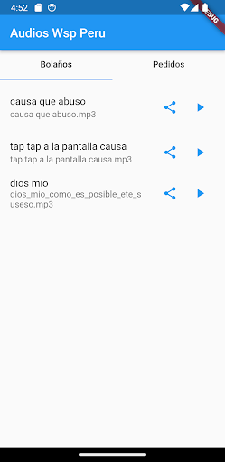 Android application Audios Peru screenshort