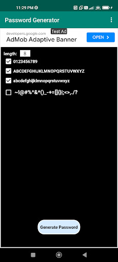 Android application Password Generator screenshort
