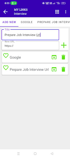 My Links Screen 2