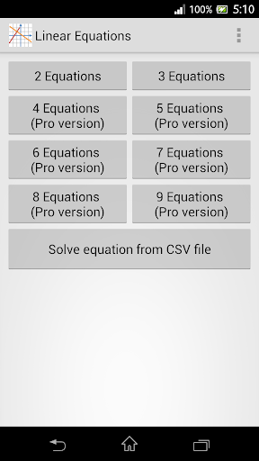 Android application Linear Equations screenshort