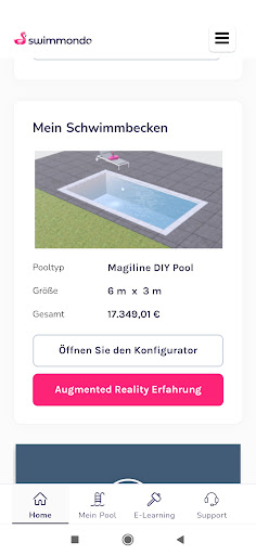 Android application MySwimmondo screenshort