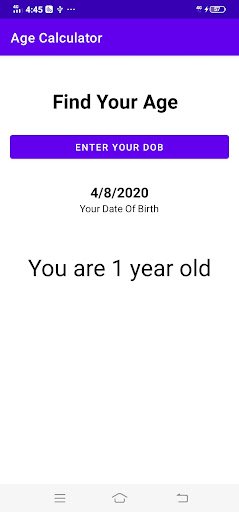 Android application Age calculator screenshort
