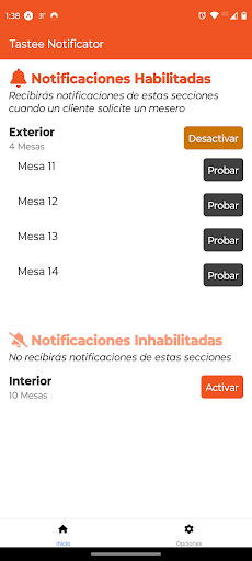 Android application Tastee - Notificador screenshort