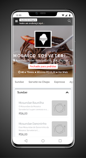 Android application Mosaico Sorveteria Viçosa screenshort