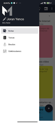 Android application Mia Note screenshort
