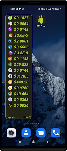 Android application SOY Price Widget screenshort