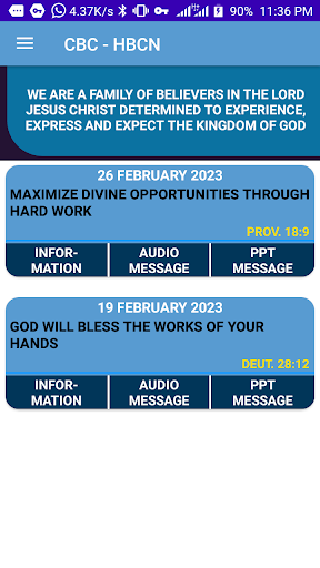 Android application Hope Baptist Church Ndamukong screenshort