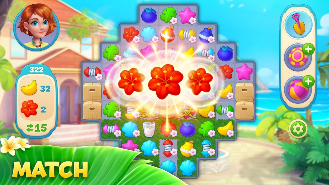 Hawaii Match-3 Mania: Декор 1.27.2700 APK + Мод (Unlimited money) за Android