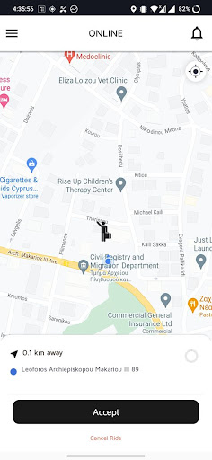 Android application Etaxicy driver screenshort