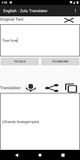 Android application English - Zulu Translator screenshort