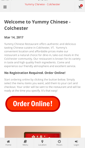 Android application Yummy Chinese Colchester screenshort