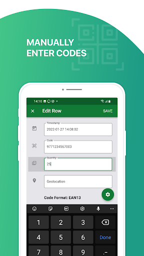 Scan to Excel - QR and Barcode