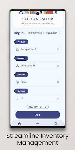 SKU Generator -Typof Screen 2