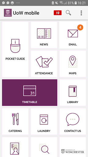 Android application University of Winchester screenshort