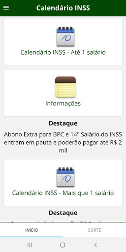 Calendário Benefício Família