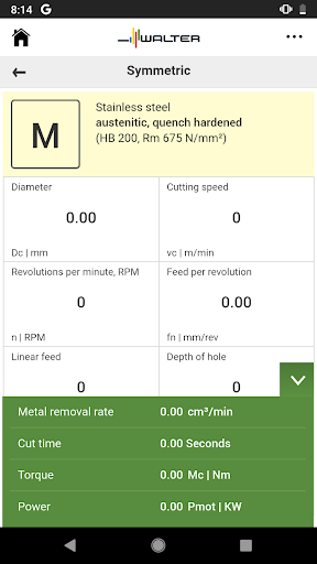 Walter Machining Calculator Screen 3