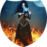 Witch on fire live wallpaper icon