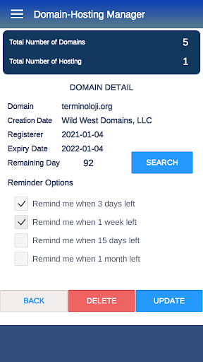 Domain Manager Screen 2