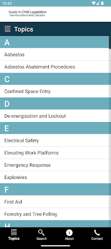 Android application Guide to OHS Legislation NL screenshort