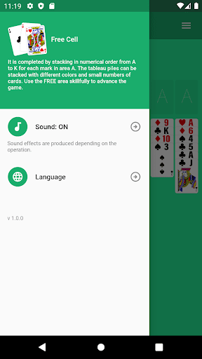 FreeCell.Cards game. Solitaire Screen 2