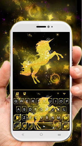 Android application Gold Luxury Unicorn Keyboard T screenshort
