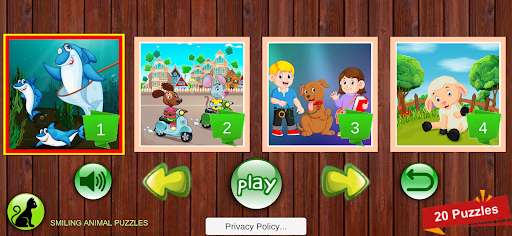 Android application Smiling Animal Puzzles screenshort