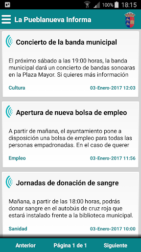 Android application La Pueblanueva Informa screenshort