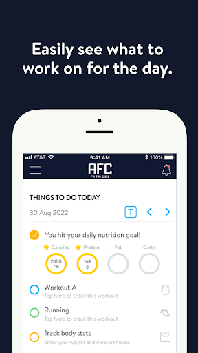 Screenshot of AFC Fitness Mobile
