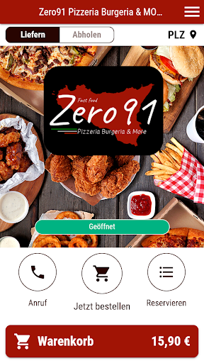 Android application Zero91 Pizzeria Burgeria screenshort
