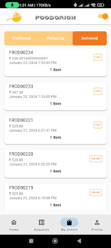 Foodorich Delivery Partner Screen 3