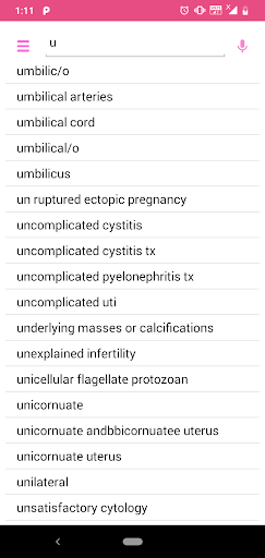 Gynecology Dictionary Screen 2