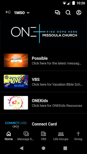 Android application One Missoula Church screenshort