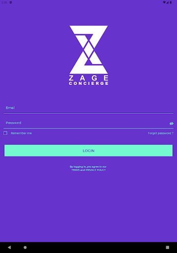 Android application ZAGEConcierge screenshort