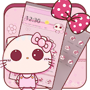 Pink Cute Kitty Bowknot Theme  Icon