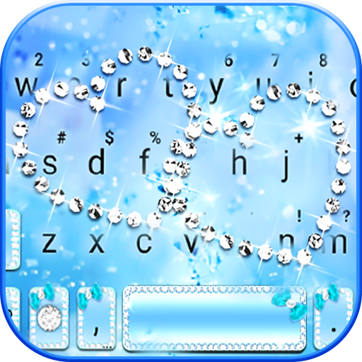 最新版、クールな Diamond Blue Hearts のテーマキーボード Windowsでダウンロード