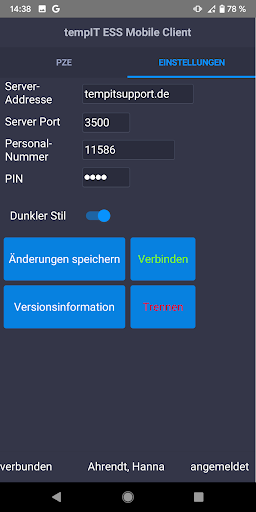 tempIT MobileClient Screen 3